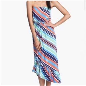 Lilly Pulitzer strapless diagonal stripe dress